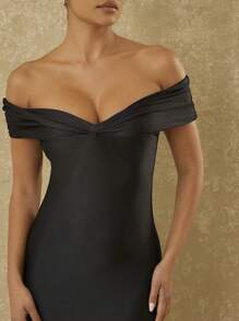 Hauture Off Shoulder Twist Backless Dress - Black - View 4