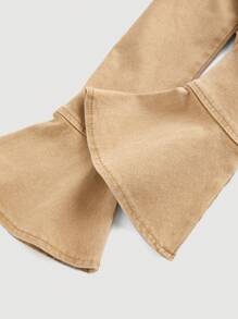 SHEIN MOD Women's Denim Off-The-Shoulder Long Sleeve Blouse In Khaki - Khaki - View 3