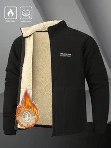 Manfinity LEGND Chaqueta casual de manga larga con cremallera y estampado de letras para hombre