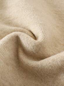 Girls Oversized Floral Pattern Sweater, 3D Flower Decor Knit Pullover - Apricot - View 5