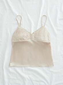 SHEIN VCAY Casual Solid Color Woven Slim-Fit Camisole - Gold - View 4