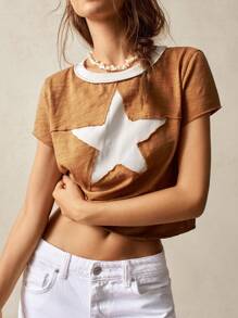 Bohemela T-shirt moulant à col rond et manches courtes pour femmes, décontracté et d'été