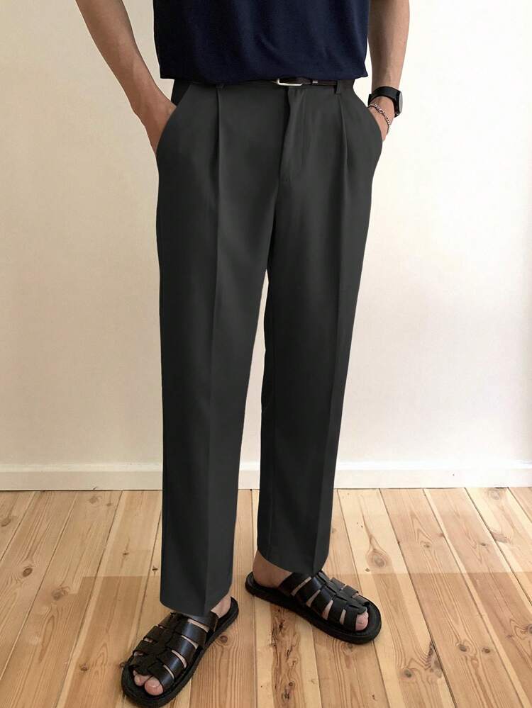 Men's Solid Color Pocket Simple Casual Suit Pants Business Attire