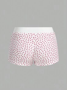 Sweetina Quần short bó cạp trễ in họa tiết trái tim siêu ngắn - Màu Hồng Tươi - Xem 2