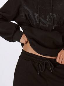 MUSERA Slogan Cuffed Joggers Vacation Airport - Black - View 5