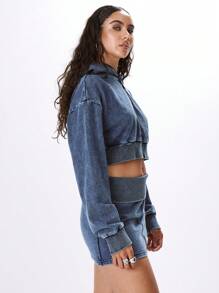 MUSERA هودي قصير مزود بسحاب - متعدد الألوان - مشاهدة 3