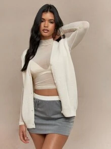 MISSGUIDED 奢华针织无袖纽扣前开衫背心经典V领毛衣背心分层单品秋冬外套 - 白色 - 查看 1