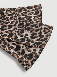 SHEIN MOD Plus Size Leopard Print Mesh Criss-Cross Wrap Top With Flare Sleeves,Leopard Top,Leopard Shirt,Leopard Costume,Long Sleeve Shirt, Costume,Fall Women Outfits - Multicolor - View 6