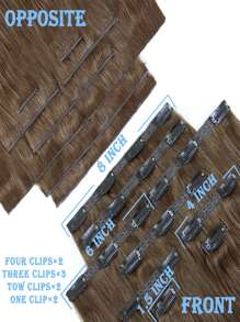 9pcs 200g/220g/240g Lace Bace 4# Dark Brown Clip In 100% Remy Human Hair Extension Cuticle Aligned Double Drown Clip Ins For Thin Hair Woman Natural Look Top Quality - S4 - View 3