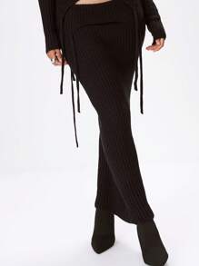 MUSERA Low Rise Knit Fitted Maxi Sweater Skirt Thanksgiving Chic