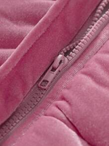 Baby Girls' Solid Color Simple Daily Padded Coat - Pink - View 7