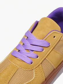1 Pair Retro Fashion Sporty Lace-Up Color Block Casual Athletic Trainers, All Season - Yellow - View 6