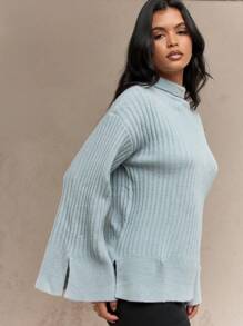 MISSGUIDED Chunky Knitted Woven Flared Long Sleeves HIgh Neck Sweater Winter Wear