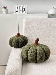1pc Cute Mini Pumpkin Decorative Throw Pillow, Sofa/Bed Cushion, Creative Accent Pillow, Atmosphere Decor Gift - Green - View 3