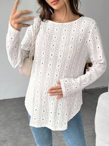 SHEIN Áo thun bó màu trơn cho bà bầu - trắng - Xem 3