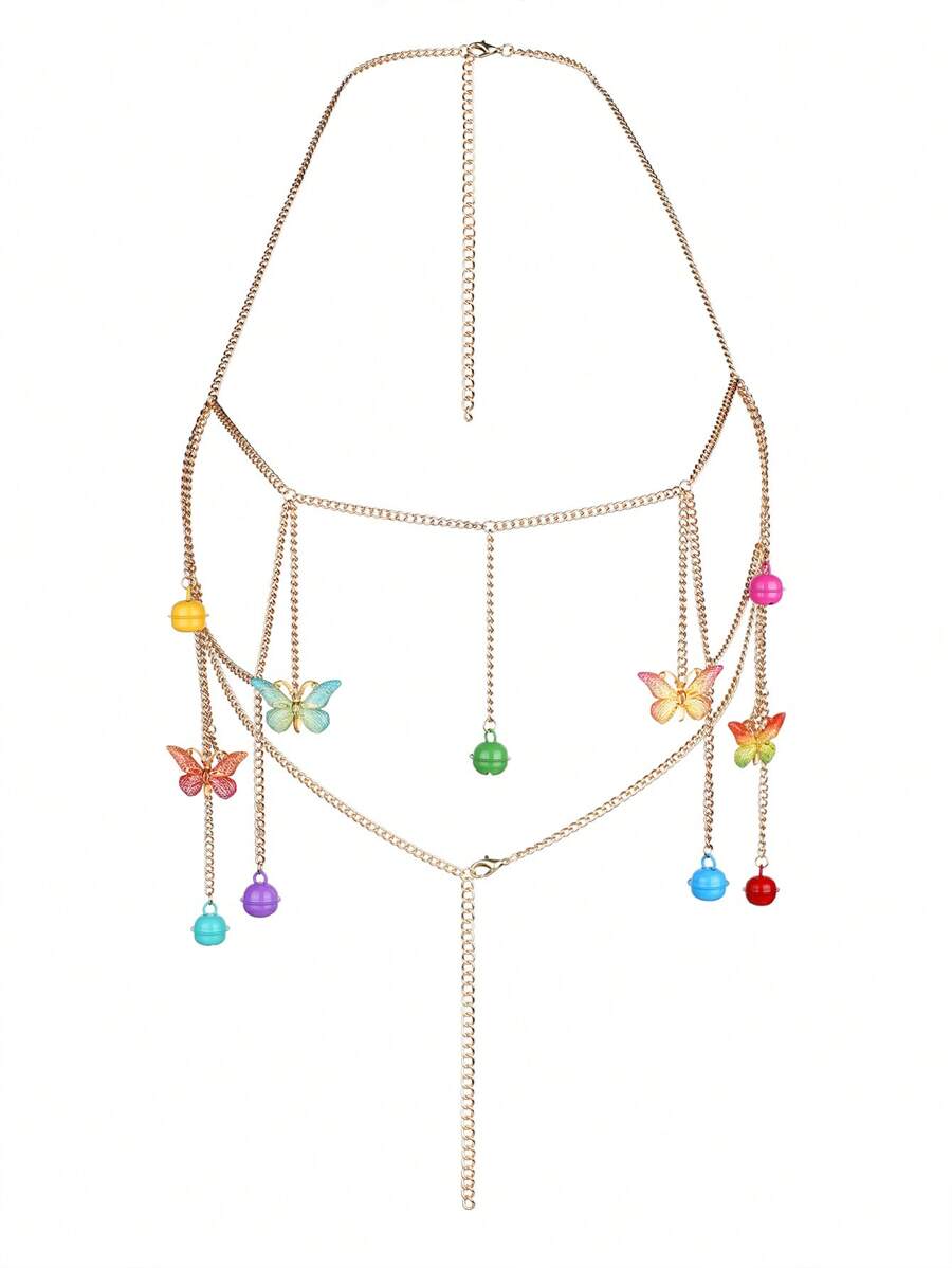 Metallic Butterfly Accessory Embellished Top - Multicolor - View 1