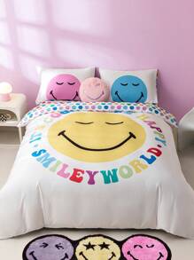 SmileyWorld® | SHEIN Cartoon Smile Expression & Slogan Patterned Bedding Set