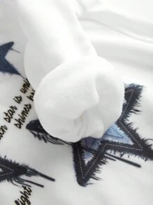 SHEIN Leap Crew Tween Girl 休闲针织圆领羊毛运动衫和印花喇叭牛仔裤套装 - 藍色 - 查看 7