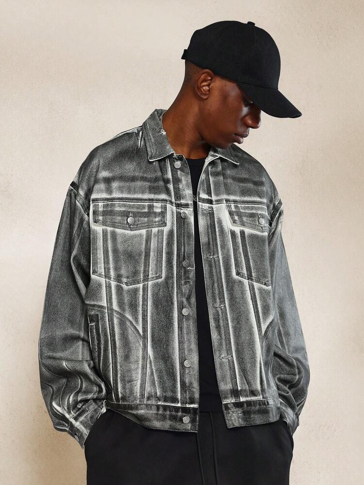 coating denim　cgs graphzero 13oz 40's uneven yarn nep denim shawl collar