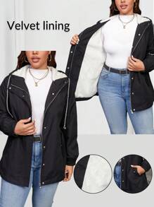 SHEIN LUNE Plus Size Elastic Waist Thermal Lined Jacket