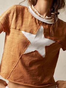Bohemela T-shirt moulant à col rond et manches courtes pour femmes, décontracté et d'été