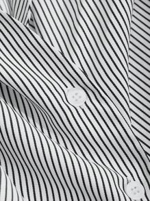 DAZY 不对称纽扣格子长袖衬衫，女款时尚设计，秋季服装 - 黑與白 - 查看 7