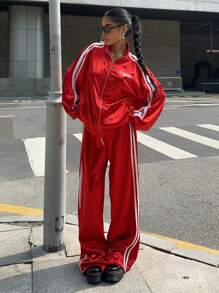 Muchica Women's Autumn New Large Red Stand Collar Jacket - Red - View 1