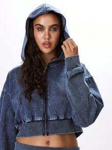 MUSERA هودي قصير مزود بسحاب - متعدد الألوان - مشاهدة 1