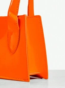 SHEIN SXY 女士，女士顶部提手包，时尚，简约，优雅，多功能，橙色，适合经典、约会、日常、购物、下午茶、鸡尾酒会、派对、舞会、俱乐部、约会、生日、晚会、约会之夜、万圣节； - 橘色 - 查看 5