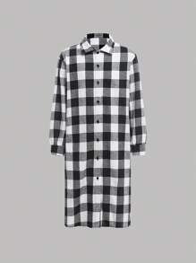 3pcs Tween Girls' Casual Black White Plaid Long Shirt, Round Neck Tank Top & Pants Outfit, Suitable For Spring Fall Winter