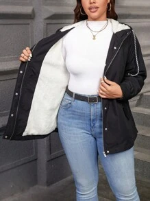 SHEIN LUNE Plus Size Elastic Waist Thermal Lined Jacket