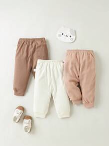3pcs/Set Baby Boy Casual Waffle Textured Pants Outfit For Daily Wear - Multicolor - View 2