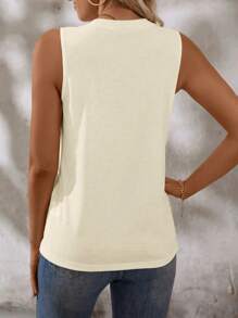 EMERY ROSE Women's Solid Color Crew Neck Casual Tank Top, Summer - Apricot - View 2