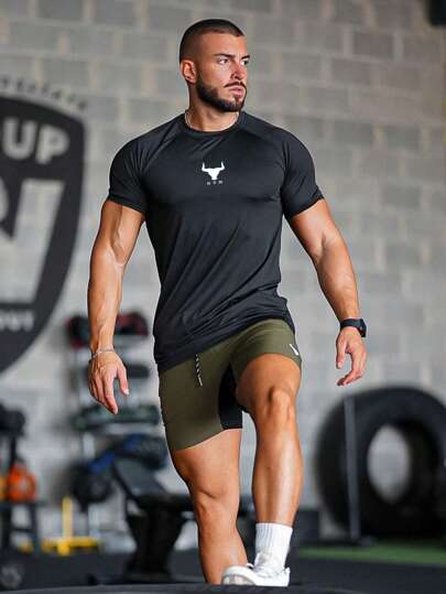 Manfinity Sport PWRUP Boyfriend Style Men Comfortable Short Sleeve Sports Compression T-Shirt  Workout Tops  Basketball  Jersey Boyfriend Style Men I Love My Boyfriend Graphic Boyfriend Style Men T Shirt Boyfriend Style Men Joggers School Workout Tops Gym Top Compression Shirt  Breathable