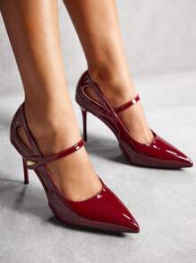 CUCCOO SZL Zapatos de vestir de tacón alto y punta estrecha para mujer color burdeos para ir a la oficina, citas, fiestas. Tacones burdeos nuevos para otoño, Año Nuevo, Día de San Valentín