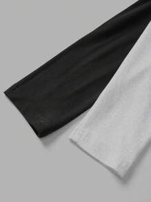 SHEIN EZwear 2 件套女士休闲简约黑灰色花卉印花圆领长袖 T 恤，适合春秋季节 - 彩色 - 查看 9