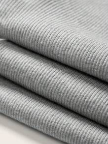 SHEIN BASICS 1pc Women' Solid Color Crew Neck Zip-Up Long Sleeve Jumpsuit - Light Grey - View 9