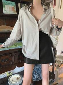 DAZY Women's A-Line Stiff Leather Mini Skirt, Versatile Casual Skirt Fall,Winter - Black - View 2