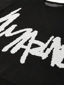 Chillumni Men's Casual Letter Printed Loose Fit Knit Short Sleeve T-Shirt, Spring & Summer - Black - View 3