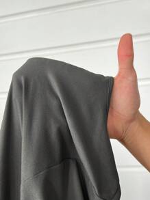 SHEIN EZwear 2pcs/Set Casual Gray T-Shirt And Cargo Pants For Plus Size, Spring Autumn - Grey - View 7