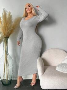 SHEIN SXY Tela de tejido con textura de ajuste ceñido talla grande para otoño e invierno - Multicolor - Ver 5
