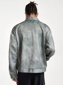 Manfinity RebelGame Men's Digital Print Zip-Up Casual Long Sleeve Jacket - Grey - View 4