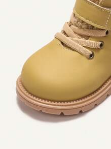 Cozy Pixies Autumn/Winter Baby Boys Plush Patchwork Casual Hook And Loop Flat Ankle Boots - Yellow - View 6