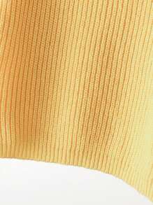 Tween Girl Fashionable Multi-Purpose Knitted Long Sleeve Sweater, Autumn/Winter - Yellow - View 4