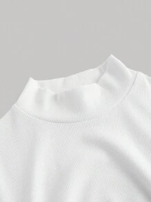 SHEIN MOD 女士优雅高领 3D 花卉白色修身连衣裙，秋冬女士连衣裙，西方，仙女，迪斯科，婚礼，女巫，返校节，音乐会 - 白色 - 查看 3