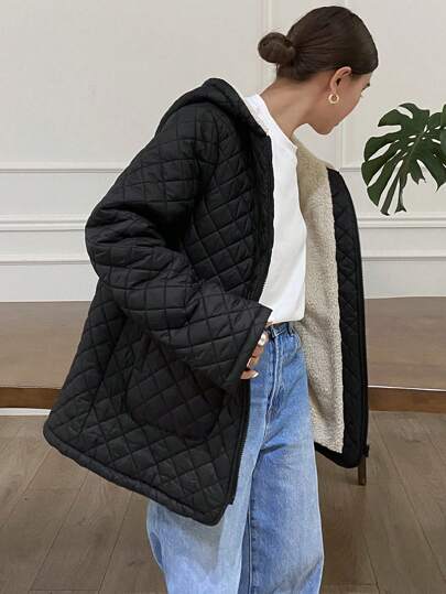 DAZY Women's Long Sleeve Hooded Casual Padded Coat, Winter ,Winter Women Clothes,Winter Coat Women,Fleece Lined Jacket