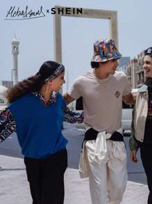 Seusyu Women's Patchwork Printed Long Sleeve Hooded Casual Sweatshirt, Fall/Winter, Casual Comfy Pullover Top - Royal Blue - View 7