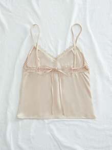 SHEIN VCAY Casual Solid Color Woven Slim-Fit Camisole - Gold - View 2