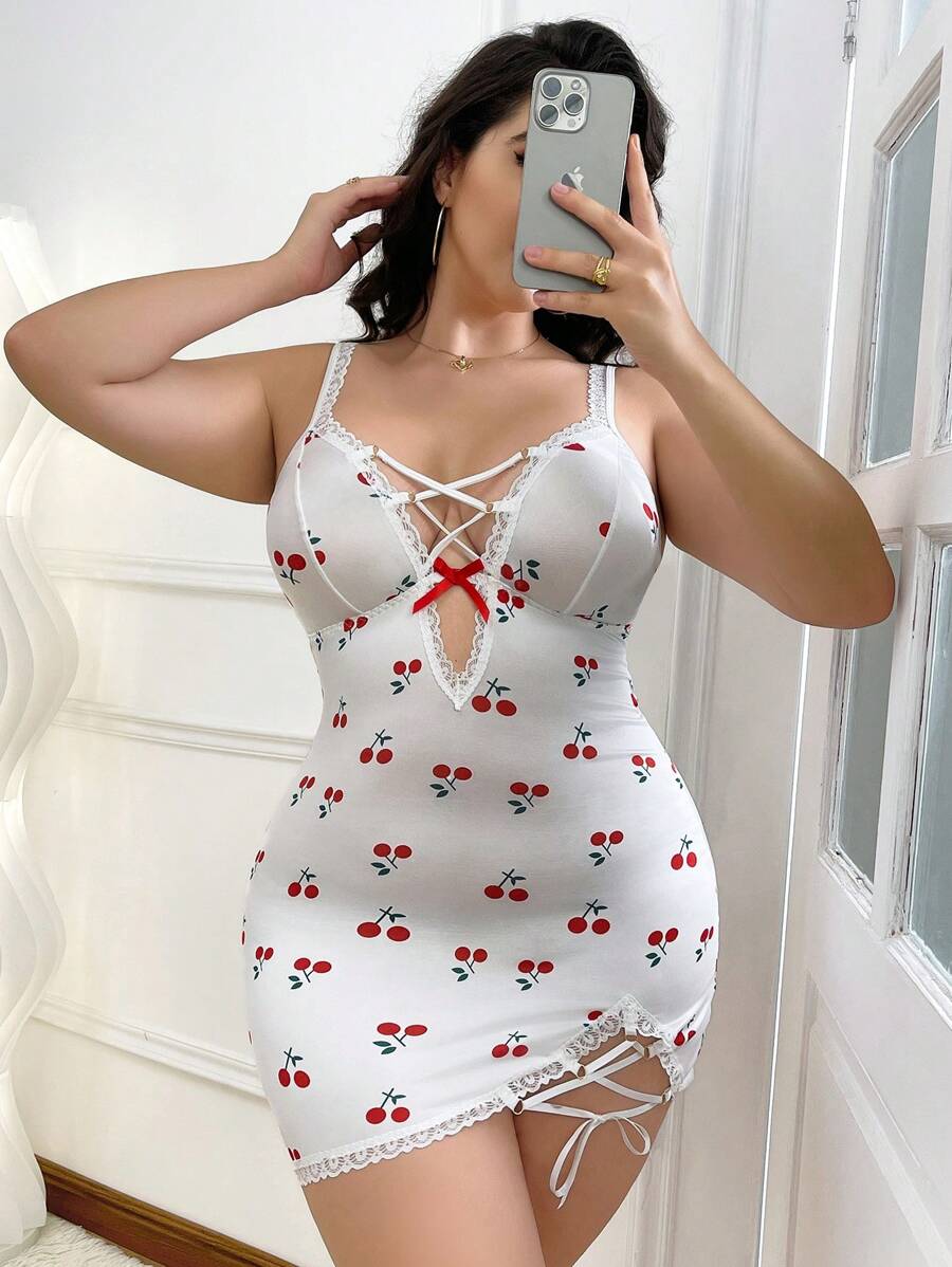1pc Plus Size Sexy Slip Dress - Multicolor - View 1