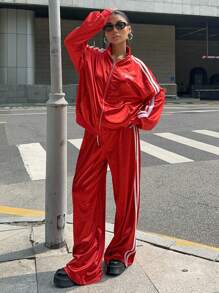 Muchica Women's Autumn New Large Red Stand Collar Jacket - Red - View 4